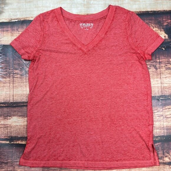 $5 SALE Mudd Roadtrip Tee Red V Neck T Shirt - Picture 2 of 6